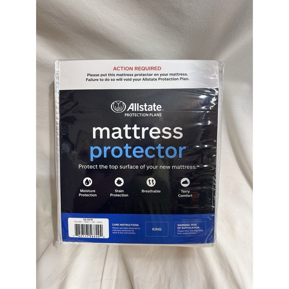 Allstate King Mattress Protector Waterproof Terry Top Stain Protection NEW